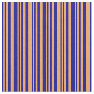 Tissu Bleu foncé et Motif Brown de couleur