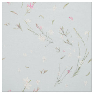 Tissu Bleu Gris Clair Gaura Aquarelle Floral