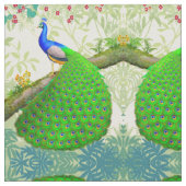 Tissu bleu indien exotique de paon (Fermer)