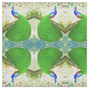 Tissu bleu indien exotique de paon