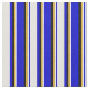 Tissu Bleu, jaune clair, verge d'or et noir