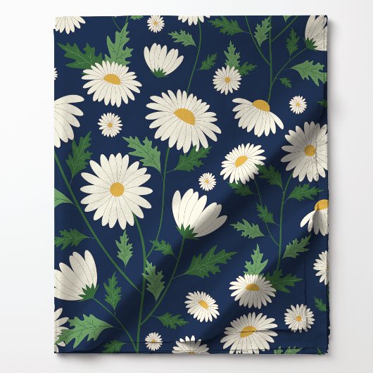 Tissu Bleu Marine Cute Et Blanc Floral Daisy