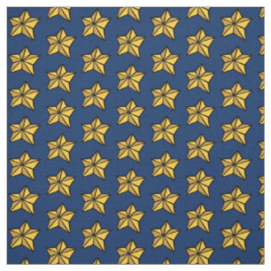 Tissu bleu marine étoile nautique jaune au mètre