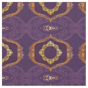Tissu Bleu marine ou violet avec Mandalas or