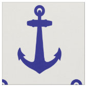 Tissu Bleu Marine Sur Blanc Décor Côtier Ancre (Fermer)