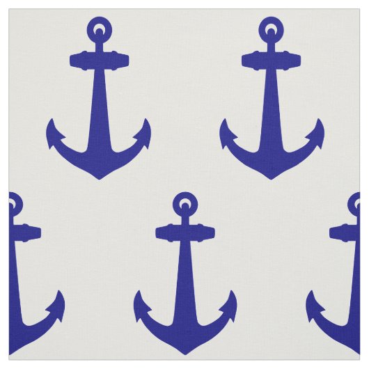 Tissu Bleu Marine Sur Blanc Décor Côtier Ancre (Échantillon)