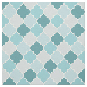 Tissu Bleu Marocain Trellis, Lattes, Quatrefoil