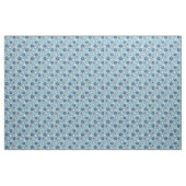 Tissu Bleu moderne rétro et Fleurs de Crème (Yard)