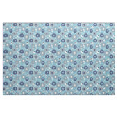 Tissu Bleu moderne rétro et Fleurs de Crème (Fat Quarter)