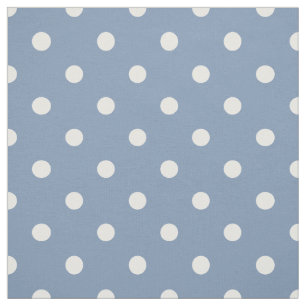 Tissu Bleu moyen pois blancs
