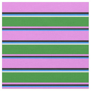 Tissu Bleu, Noir, Violet, Forêt Vert & Blanc Couleur