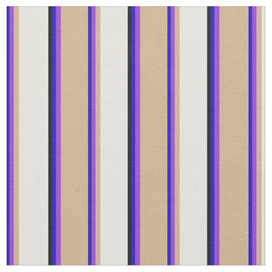 Tissu Bleu, Orchidée foncée, Tan, Beige & Noir (Fermer)