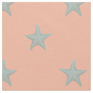 Tissu Bleu pastel sur corail
