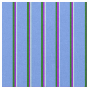 Tissu Bleu poudre, Violet foncé, Vert et Cornouailles Bl