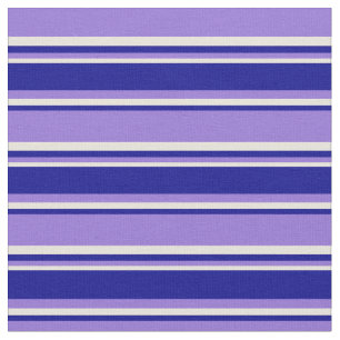 Tissu Bleu pourpre, bleu foncé et rayures beiges