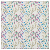 Tissu bleu pourpre de blanc de motif de notes de (Échantillon)