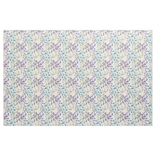 Tissu bleu pourpre de blanc de motif de notes de (Fat Quarter)