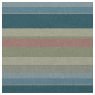 Tissu Bleu poussiéreux, sarcelle, beige, corail, rayures