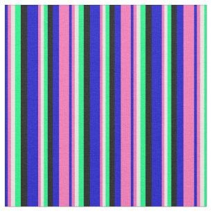 Tissu Bleu, Rose Chaud, Crème à la menthe, Vert & Noir C