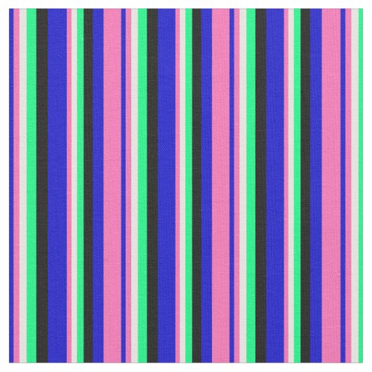 Tissu Bleu, Rose Chaud, Crème à la menthe, Vert & Noir C (Fermer)