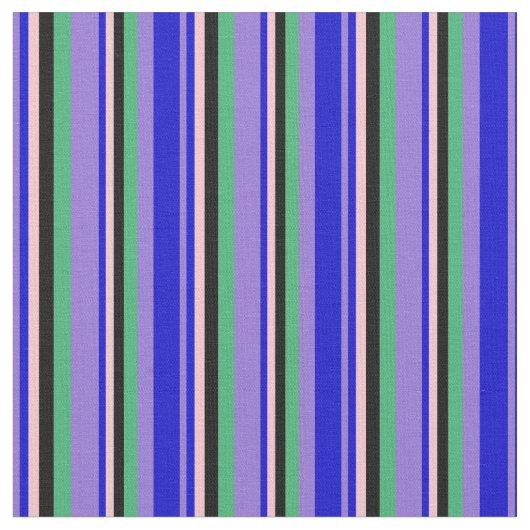 Tissu Bleu, rose, noir et vert de mer (Fermer)