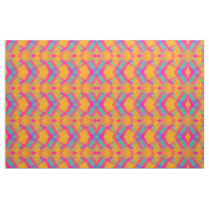 Tissu bleu rose orange aztèque heureux de motif