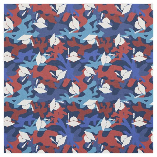 Tissu Bleu rouge Camo Motif Graduation (Échantillon)