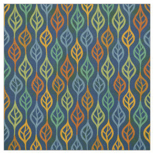 Tissu Bleu rouge orange vert Turquoise automne Feuilles