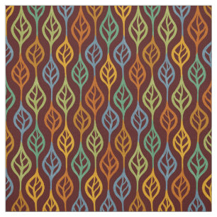 Tissu Bleu rouge orange vert Turquoise automne Feuilles