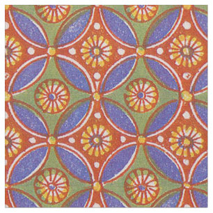 Tissu Bleu rouge Rustique coloré Cercle Egypte Motif d'a