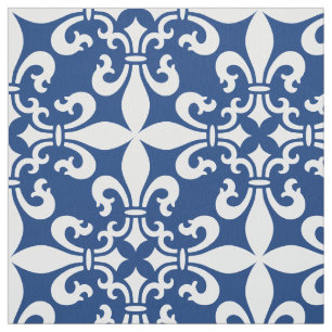 Tissu Bleu royal de French Fleur de Lys Pattern