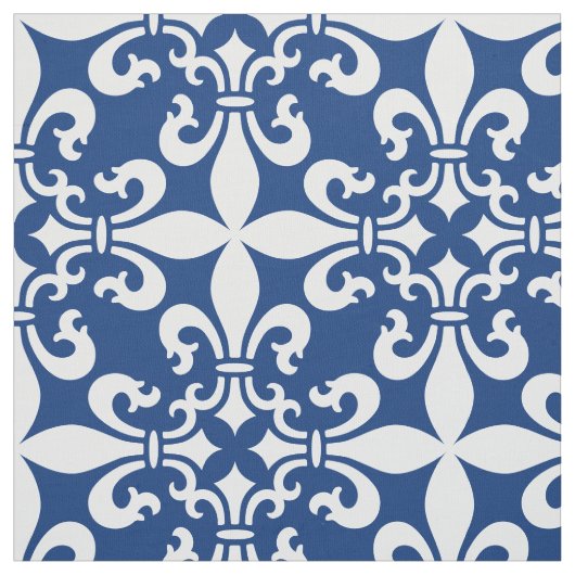 Tissu Bleu royal de French Fleur de Lys Pattern (Échantillon)