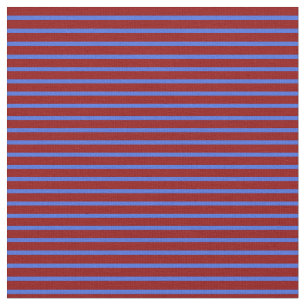 Tissu Bleu royal et rayures rouge foncé