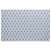 Tissu Bleu sur blanc Motif Fleurs Art Déco (Yard)