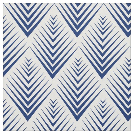 Tissu Bleu sur blanc Motif Fleurs Art Déco (Échantillon)