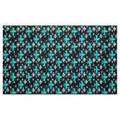 Tissu Bleu sur Fleur de Lis noir (Fat Quarter)