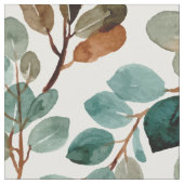 Tissu Bleu Turquoise Rust Sage Vert Aquarelle Feuilles B (Fermer)