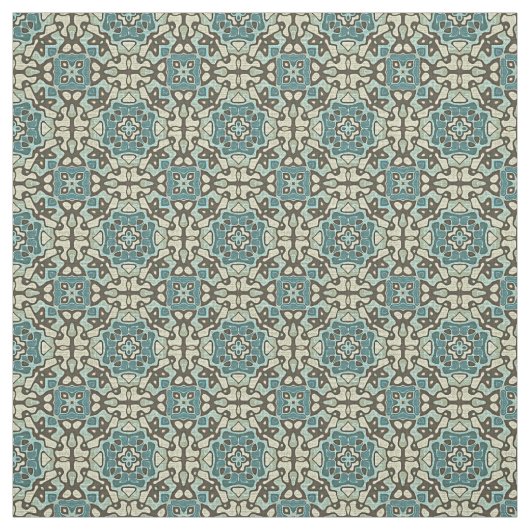 Tissu Bleu Turquoise Vert gris ocre Orient Bali Art (Échantillon)