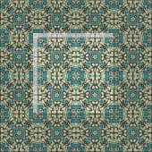 Tissu Bleu Turquoise Vert gris ocre Orient Bali Art (Carreau)