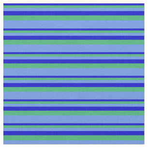 Tissu Bleu, Vert mer et Bleu de Cornflower