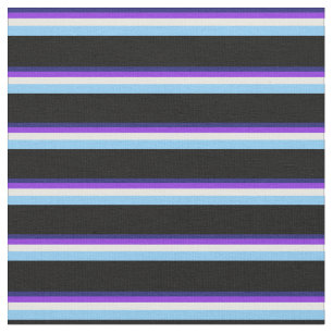 Tissu Bleu, Violet, Blanc, Ciel clair Bleu & Noir