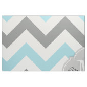 Tissu Bleus layette et gris Chevron avec le monogramme (Fat Quarter)