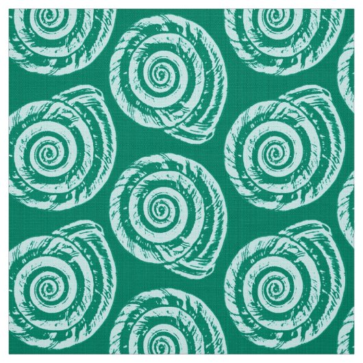 Tissu Bloc de coquillages spiraux Impression, Turquoise (Échantillon)
