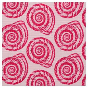Tissu Bloc de coquillages spiraux Imprimer, rose de cora
