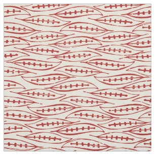 Tissu bloc de feuilles ivoire rouge