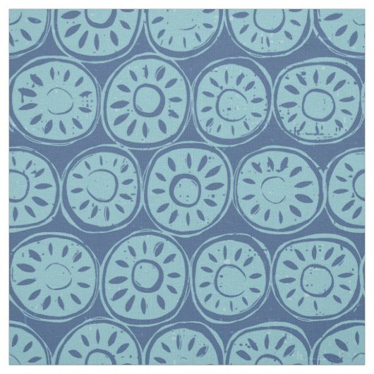 Tissu bloc de fleurs bleu (Échantillon)