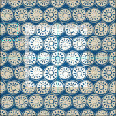Tissu bloc de fleurs ivoire bleu (Carreau)