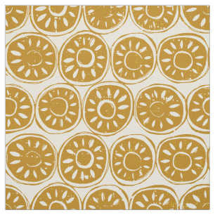 Tissu bloc de fleurs ivoire or