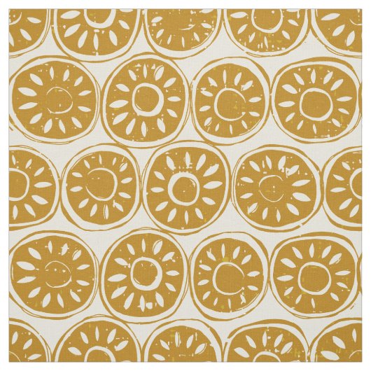 Tissu bloc de fleurs ivoire or (Échantillon)