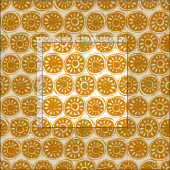 Tissu bloc de fleurs ivoire or (Carreau)